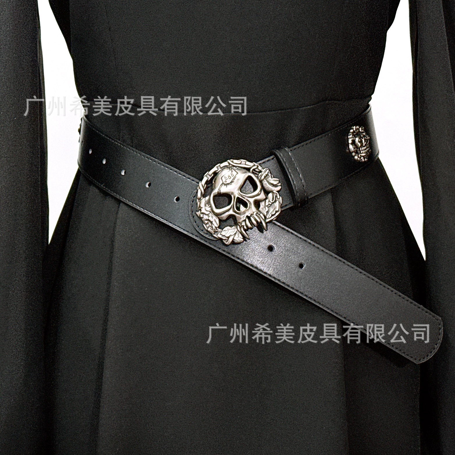 Retro belt, black universal accessory, punk style