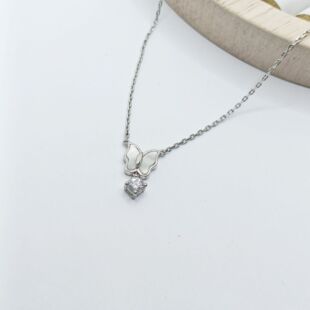 S925 Sterling Silver Butterfly Necklace for Women 2024 New Popular Niche Accessible Luxury High-End Clavicle Chain Shell Accessories