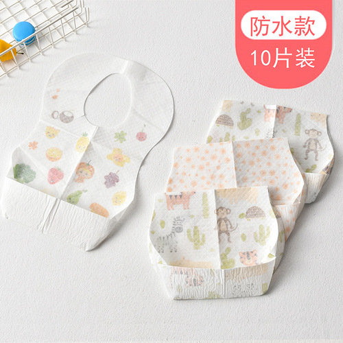 Baby disposable bib for eating, baby saliva napkin, children's waterproof feeding meal bib pocket, portable when going out