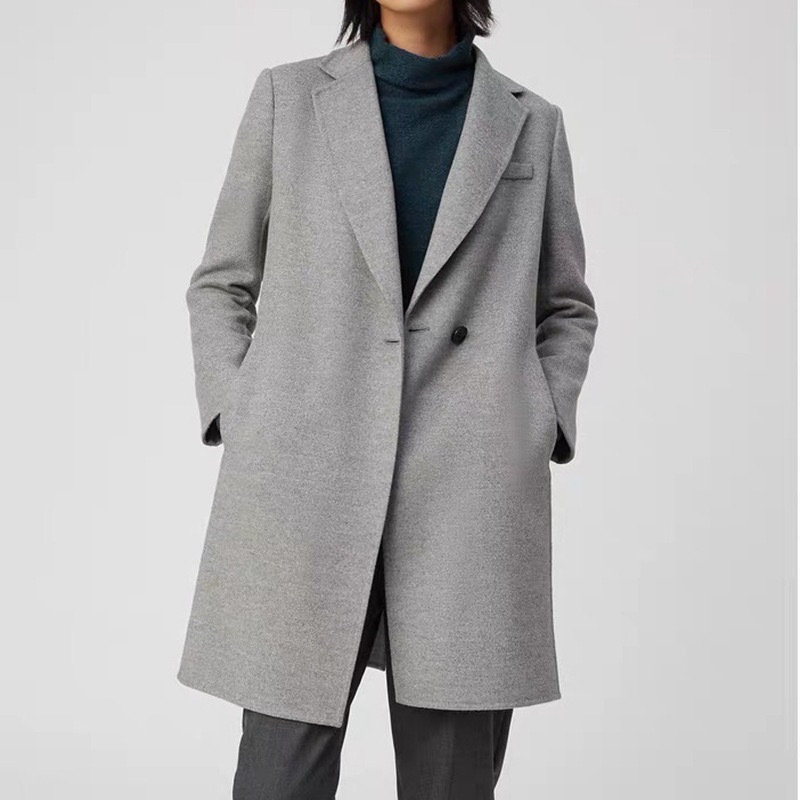 【亏清200】IC小禾2025秋冬新款通勤简约一粒扣西装领双面呢大衣