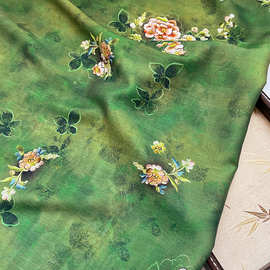 青芜花朝 纱裙汉服衬衫旗袍新中式国风天丝亚麻布料手工diy面料