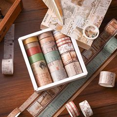 Set of Washi Tape with Vintage Imprint Series - Fresh, Refined, Basic, Versatile Handmade Notebook Decorative Stickers - 20 Rolls in 6 Styles
