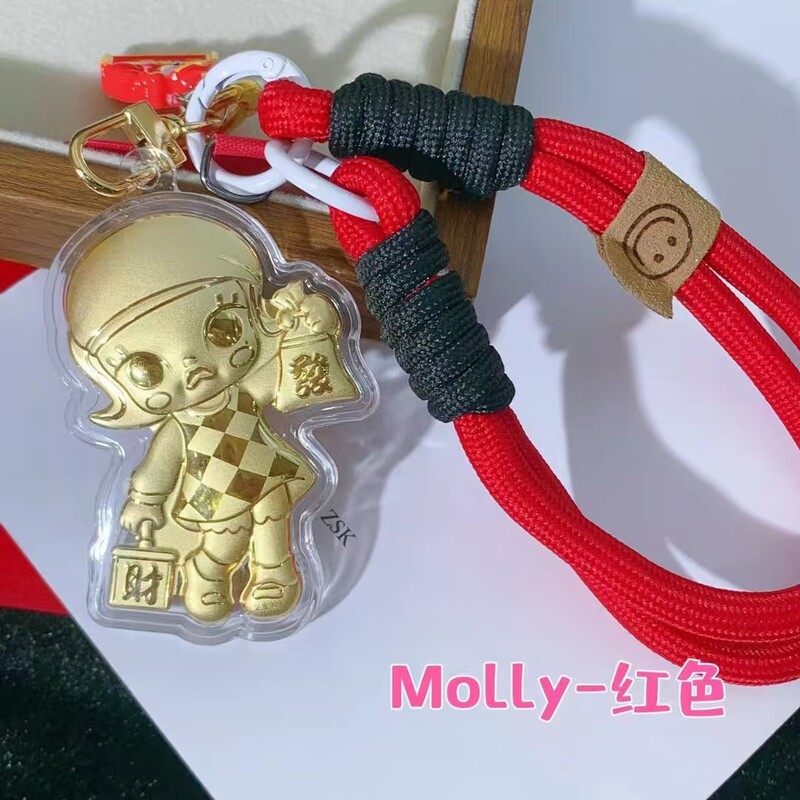 新款含金泡泡玛特拉布布手机挂绳发财Molly公仔钥匙扣包挂件批发|undefined