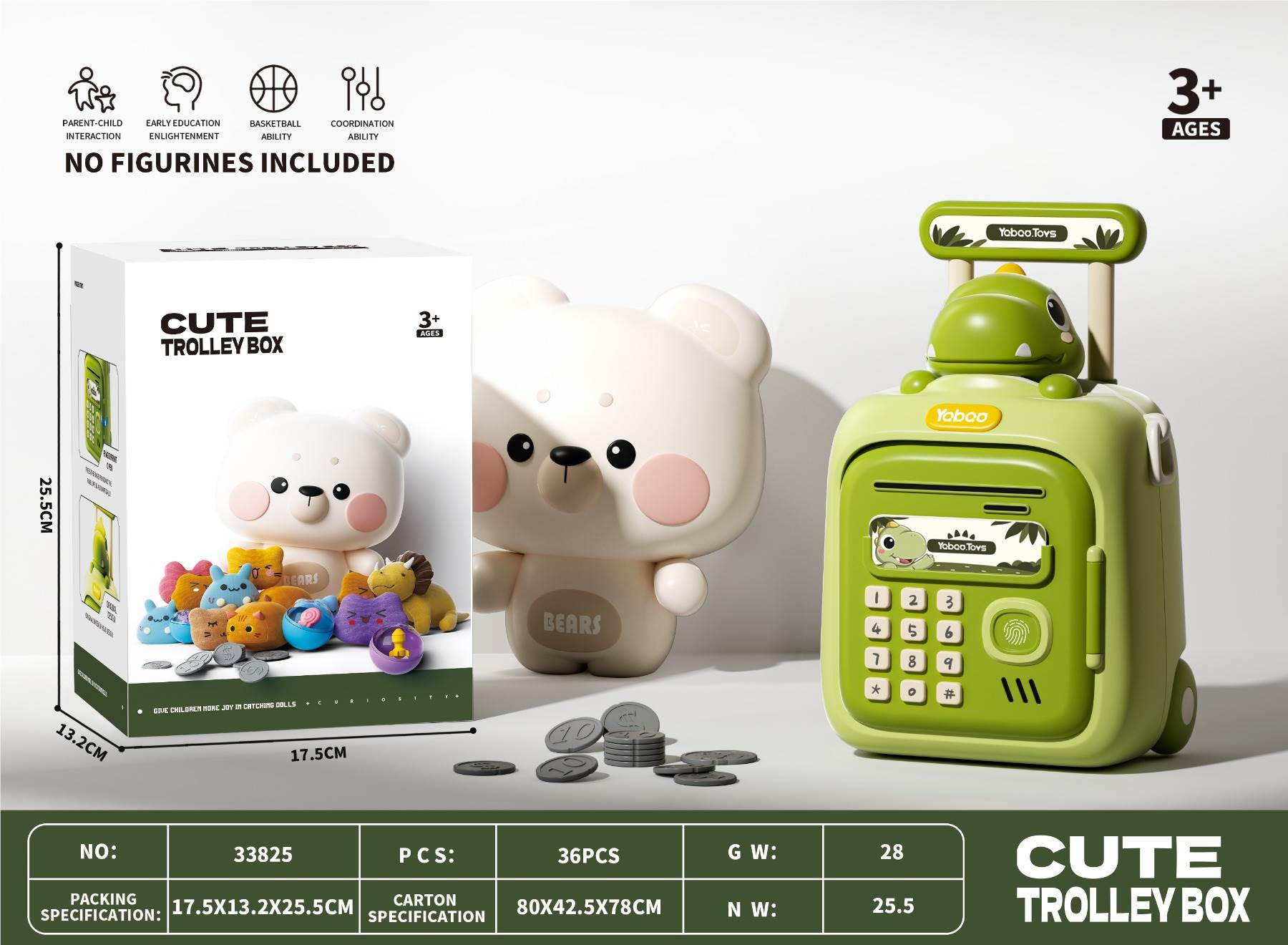 Trolley piggy bank-dinosaur