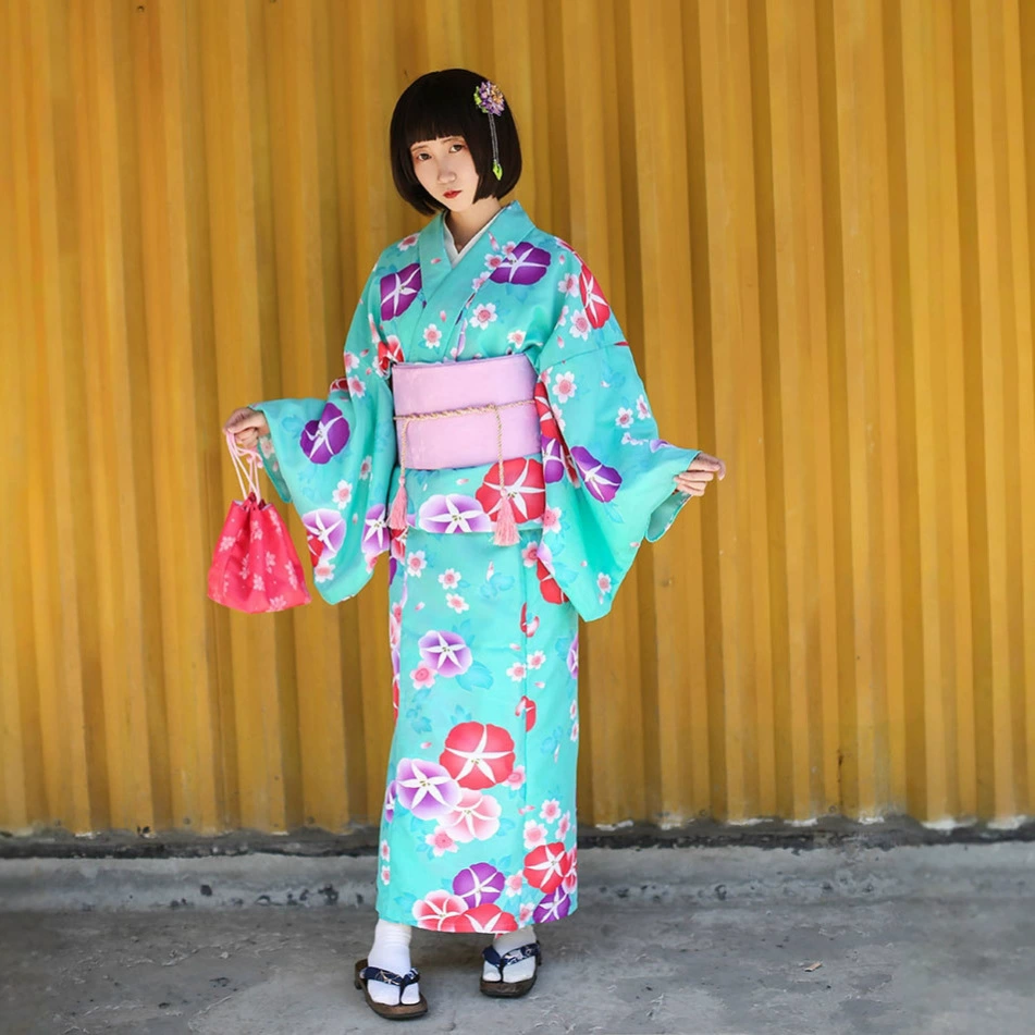 Green Japanese bathrobe, set, classic suit, (Physicals)