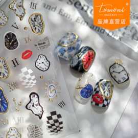 tomoni烫金美甲贴纸 自粘免烤diy指甲贴工厂精致变形时钟饰品素材