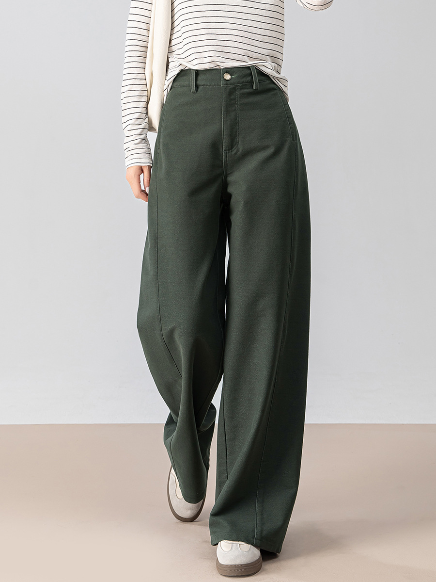 Quần ống rộng nữ dáng suông chất Tencel cotton dệt kim mềm mại — màu xanh ngọc