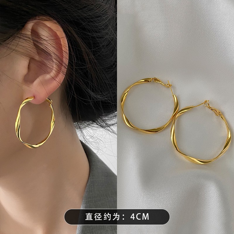 欧美跨境银针简约椭圆耳圈个性潮流耳环轻奢高级感耳饰设计感小众|undefined