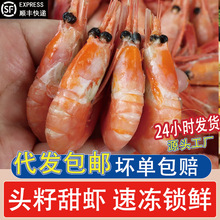 北极甜虾熟冻头籽甜虾即食冰虾刺身带籽大号冻虾海鲜水产商用批发
