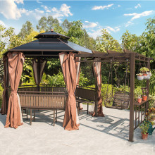 户外凉亭庭院别墅花园遮阳棚雨棚室外楼顶露台六角新中式休闲亭子