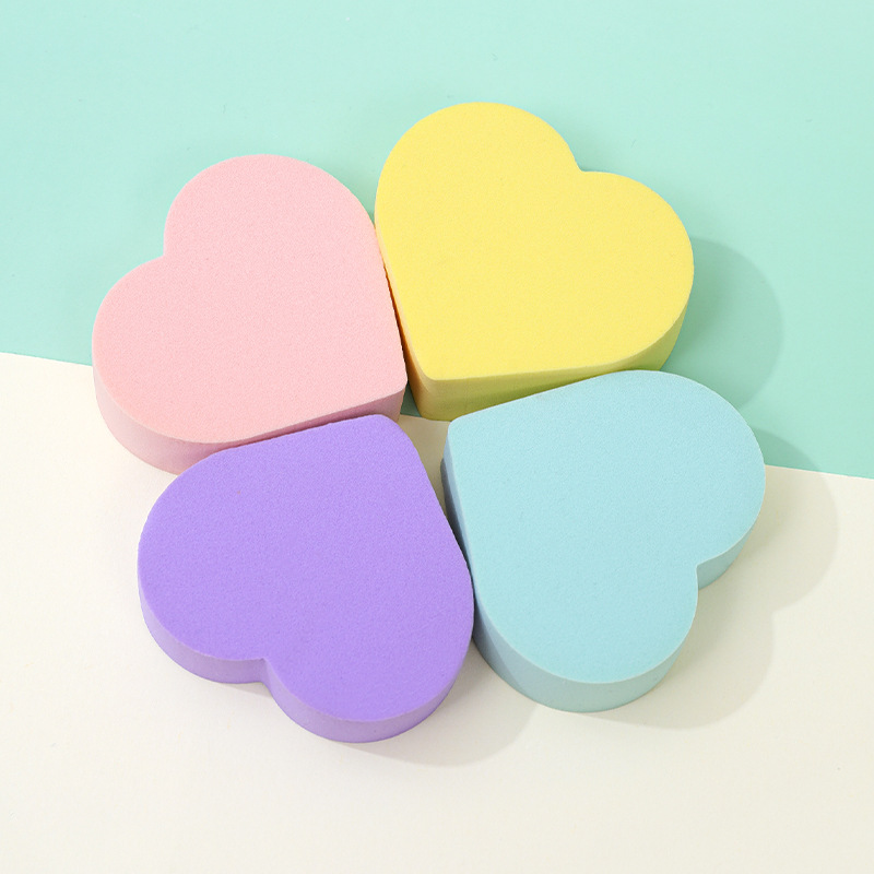 La borla de amor plana personalizada de fábrica no come polvo, los patrones de logotipo se pueden imprimir, esponja, maquillaje, huevo, maquillaje, huevo