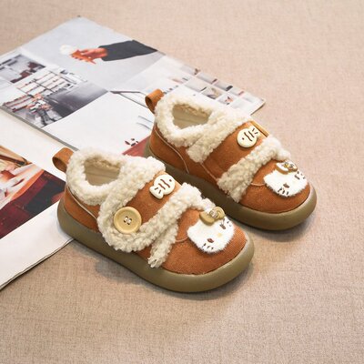 Хлопковая обувь kt для девочек, детская обувь Birkenstock, новинка 2025 года, зимняя обувь, зимняя обувь на бархатном утолщенном меху, зимние сапоги