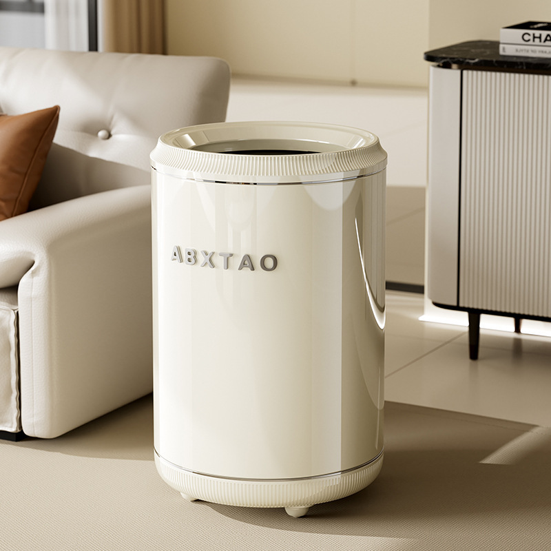 Trash Can Household High-End Living Room Bedroom Bathroom Large Large Capacity Double-Layer Plastic Trash Can with Pulleys