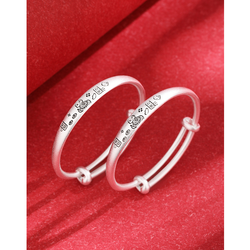 Año de la serpiente, brazalete de plata para bebés, brazalete de plata para bebés