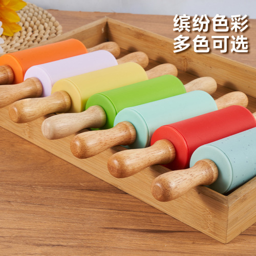 Children's Non-stick Silicone Rolling Pin for Dumpling Skins, Home Use with Handle, Baking Roller