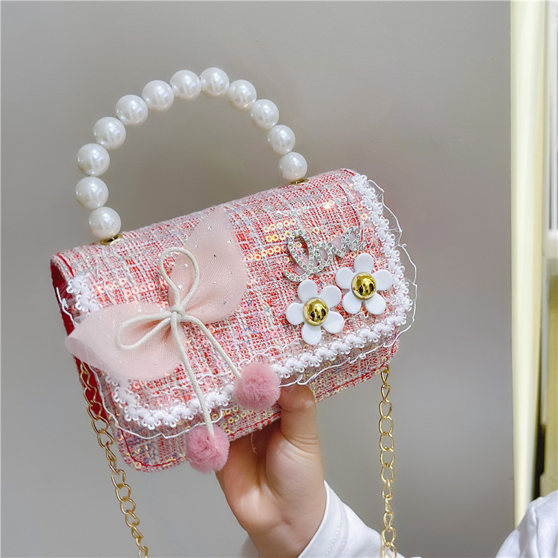 Bolso de hombro de los niños nuevo comercio exterior al por mayor bolso de La Perla de las niñas moda coreana pequeña princesa lentejuelas bolsa de mensajero