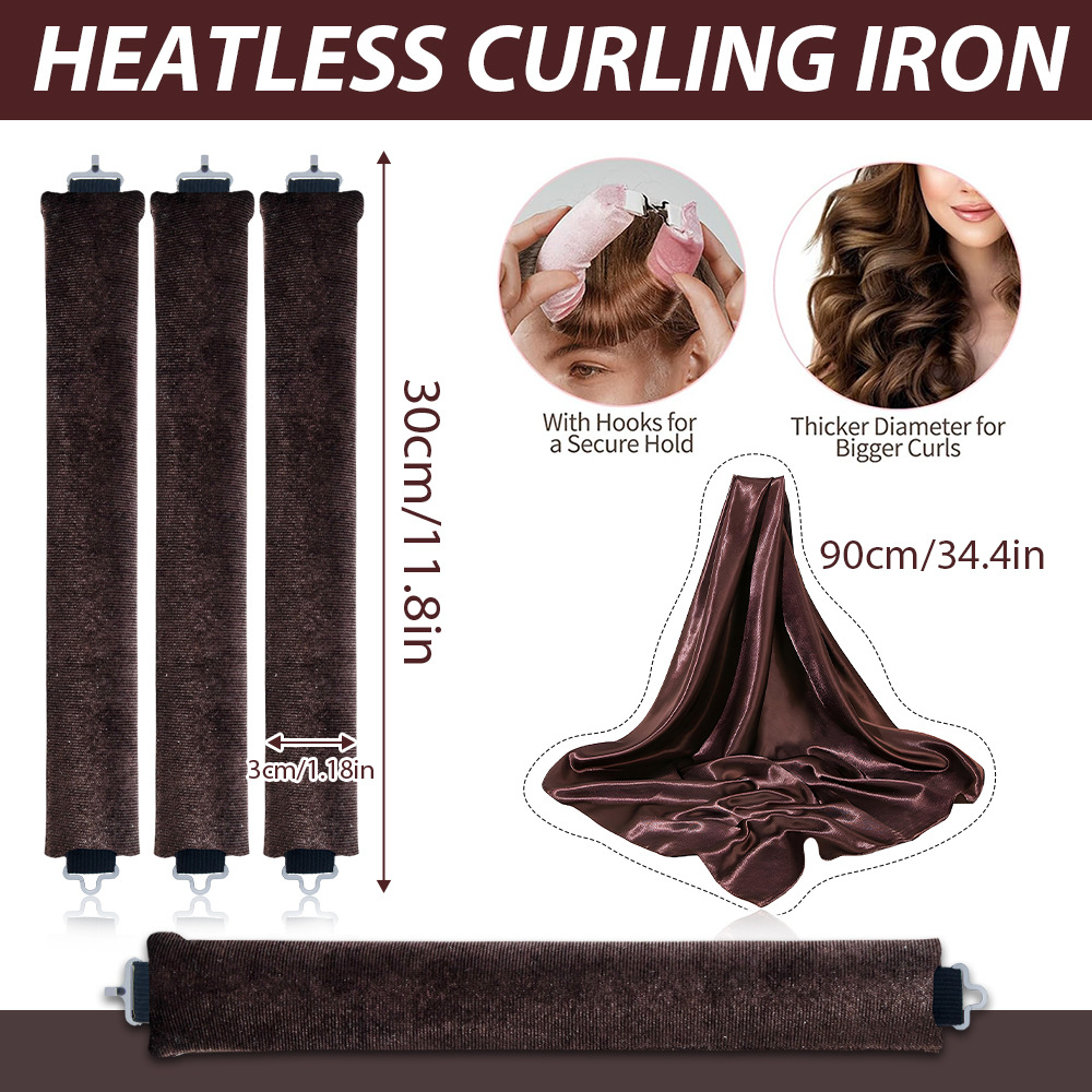 厂家定制跨境无热卷发器睡眠卷发棒大波浪不伤发卷发夹子发圈工具