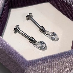 G23 titanium alloy bullet crystal pendant series lip stud earrings body piercing jewelry