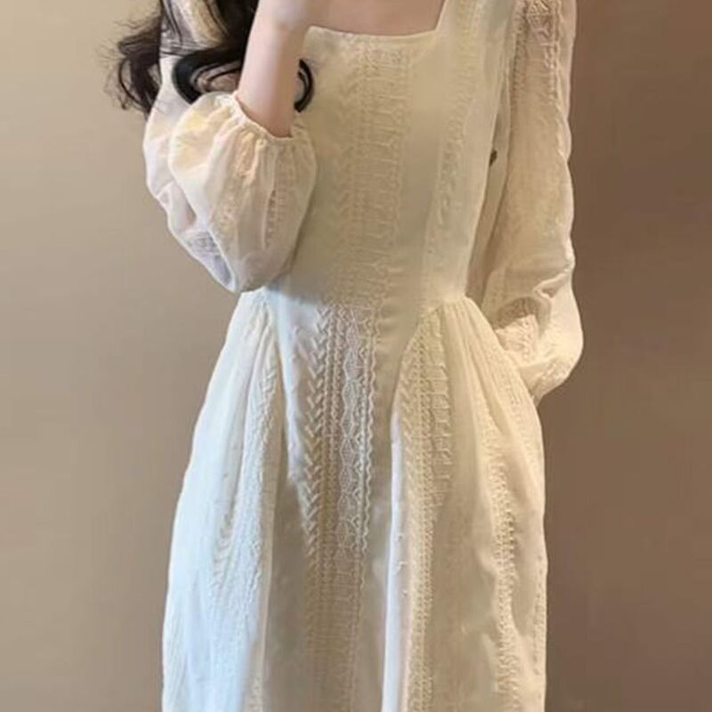 2026 New Style Gentle Heavy Lace Dress for Women, Autumn French First Love Style, Waist-Cinching Long Dress with Tags and Embroidery 2026 New Style Gentle Heavy Lace Dress for Women, Autumn French First Love Style, Waist-Cinching Long Dress with Tags and Embroidery