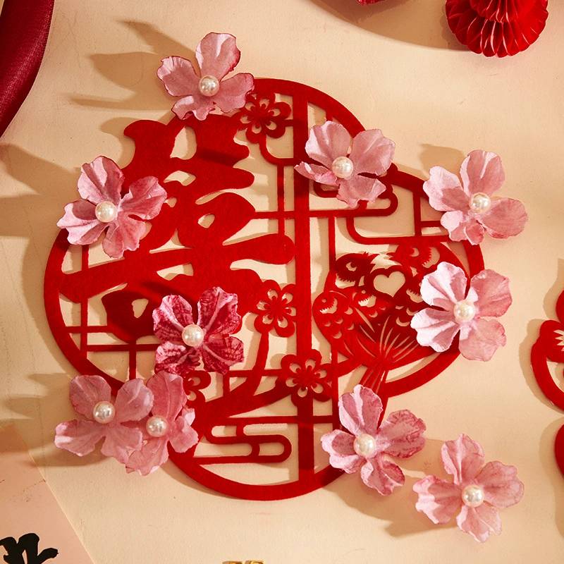 Wedding room layout happy words wedding special 囍 set large and small happy word stickers bedroom door window decoration red double happiness
