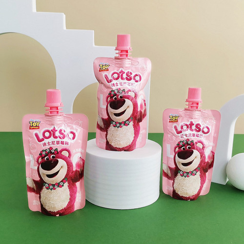 Disney/Ni Strawberry Bear White Peach Flavored Sucking Jelly, Futo Town—Multi-Flavor Kids' Internet-Famous Snack for Gifts and Souvenirs