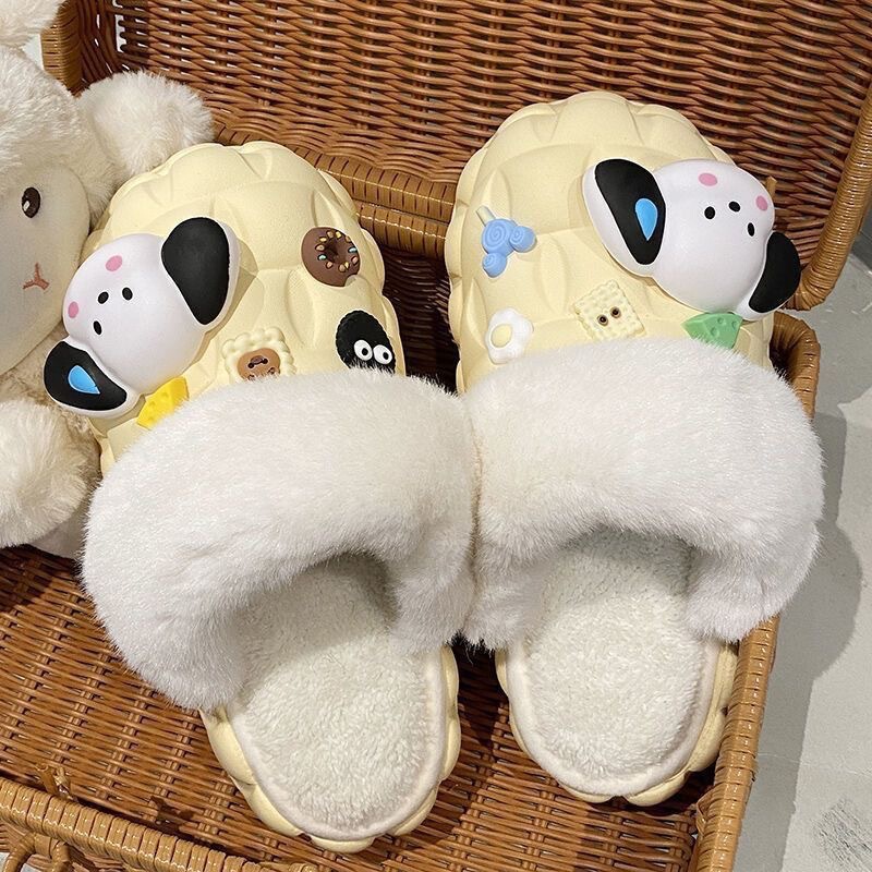 Cotton Indoor Home Base Indoor and Outdoor Warm Cartoon Indoor Wear Winter Removable Waterproof Removable Couple Slippers