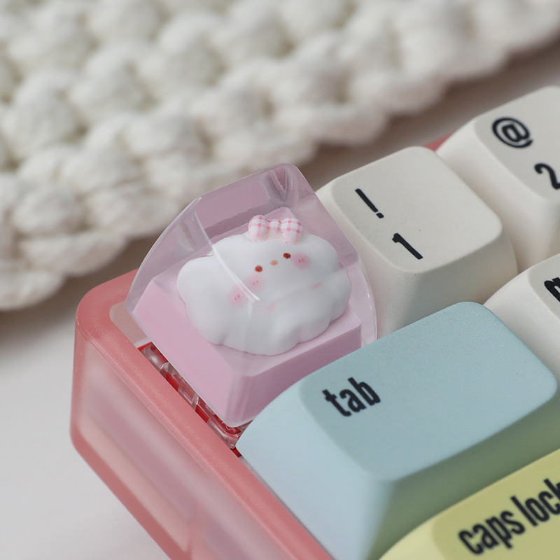 スポットパーソナライズ樹脂接着剤半透明かわいい猫キーキャップクロス軸メカニカルキーボードキーキャップシングル高さ|undefined