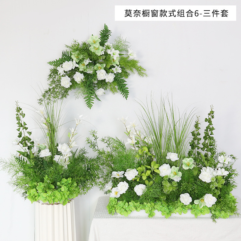 モネの庭の造花アレンジメント、床置き花飾り、完成品、結婚式の装飾、吊り下げ花、結婚式のTステージ、道路の花|undefined