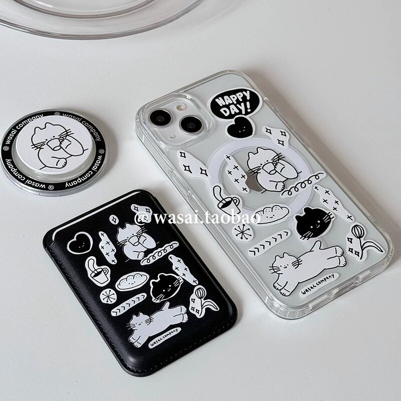 Daily Cat Magnetic Card Holder Suitable for Samsung S25 Mobile Phone Case S24/S23Ultra Soft S22Plus21 Female Daily Cat Magnetic Card Holder Suitable for Samsung S25 Mobile Phone Case S24/S23Ultra Soft S22Plus21 Female