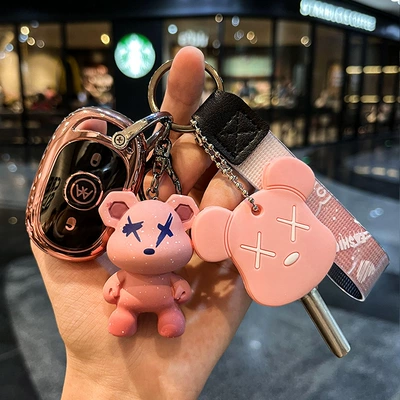 Battery Car Remote Control Case – Car key bag - electric-car-d-rose-powder-single-shell-pink-violent-bear-pink-door-key-set