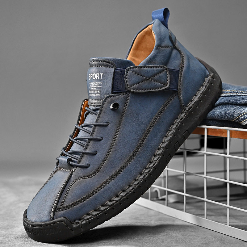 Bốt Martin cổ vừa unisex cỡ lớn, giày bốt da sợi nhỏ đế cao su, phong cách Hàn — 9888 Xanh quân đội, 9888 kaki, 9888 màu xanh lam, 9888 màu đen