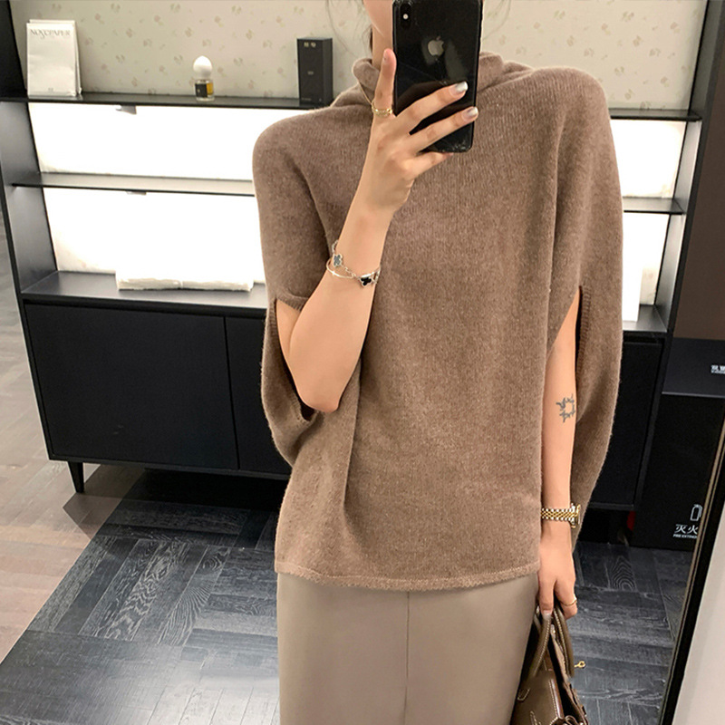 HONG SHIRT MANHATTAN 2024 새로운 부자 여성 탑 우아한 의식 니트 외부 목도리 판초 풀오버