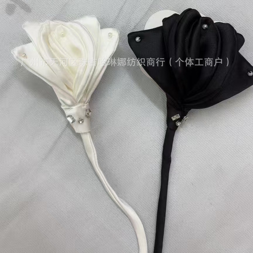 韩版黑白两色立体花朵配饰服装胸花2023新款领花胸针礼服辅料饰品