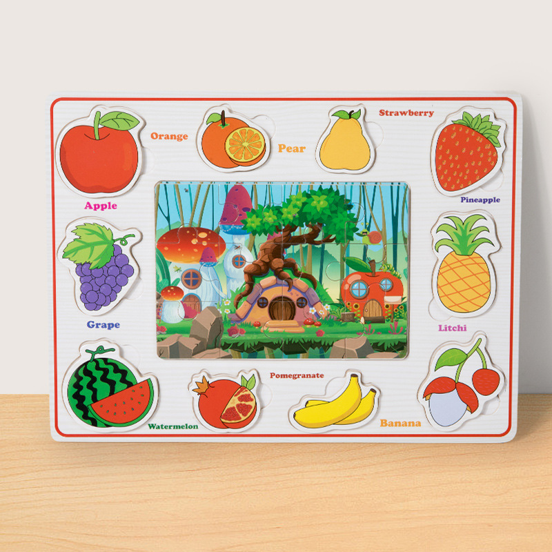 Entrenamiento cognitivo de la concentración infantil de madera juguete de puzzle tridimensional juegos de mesa de juego de animales puzzle tridimensional