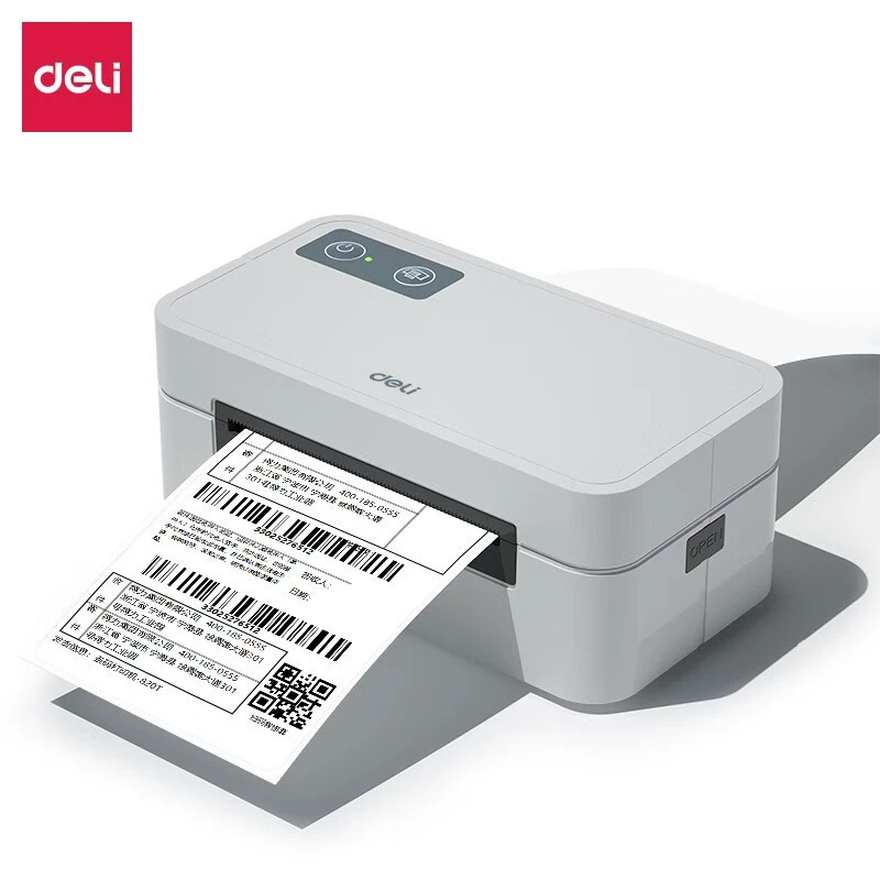 Label printer (deli) GE430, 40–80 mm print width, compact auto‑feed, Bluetooth option