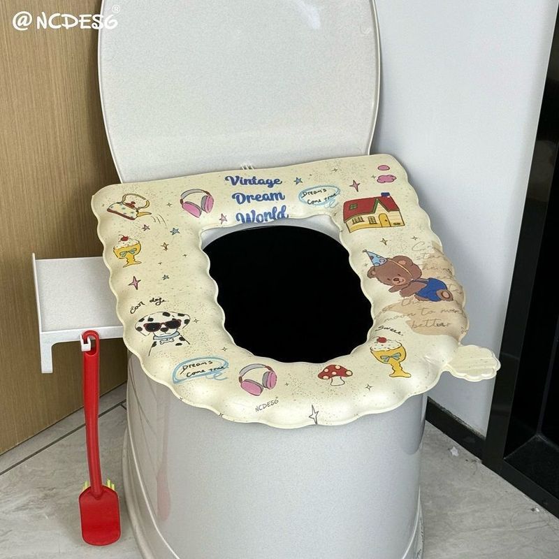 アメリカンレトロトイレマット防水増粘粘着タイプかわいいユニバーサル便座カバー家庭用洗える四季|undefined