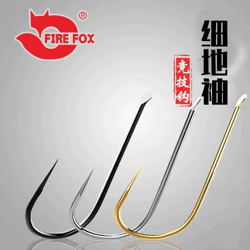 Red Fire Fox Thin Sleeve Fish Hook Black/Gold/White Thornless Bulk High Quality Fish Hook Clearance