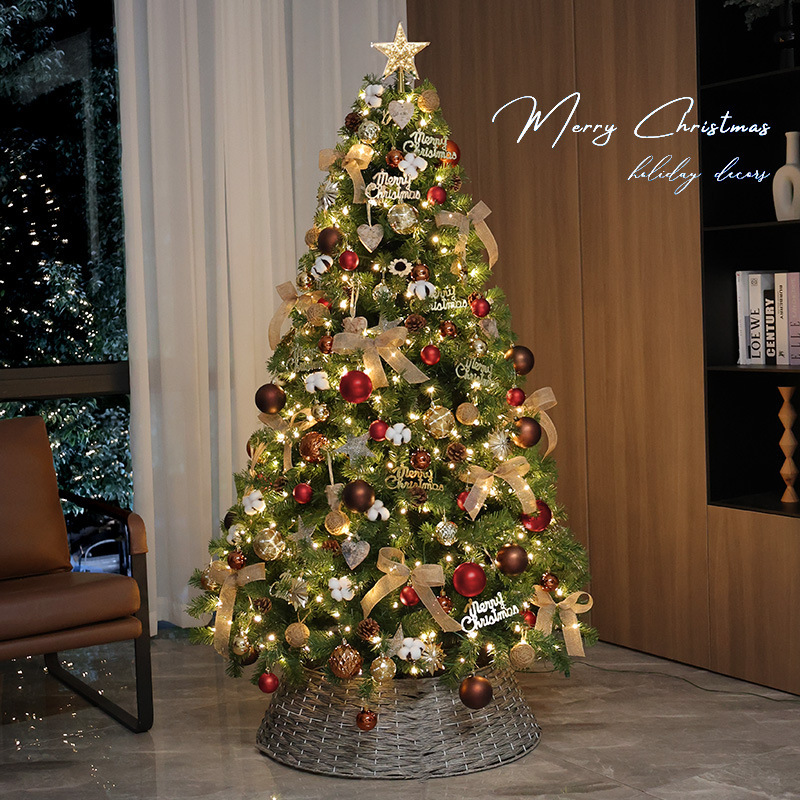Decoraciones de Navidad 2025 nuevo árbol de Navidad con paquete de luces sala de estar gran árbol de Navidad decoración de la escena