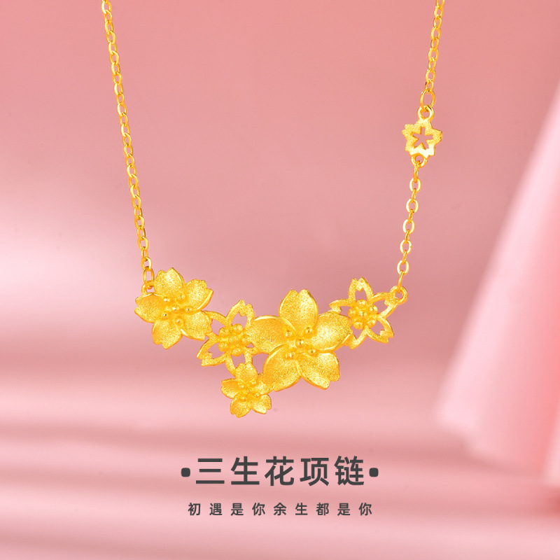 美しい三生花ペンダントネックレスワンピースチェーンファッショナブルで甘いシンプルな鎖骨チェーンライブブロードキャストサプライヤー卸売x|undefined