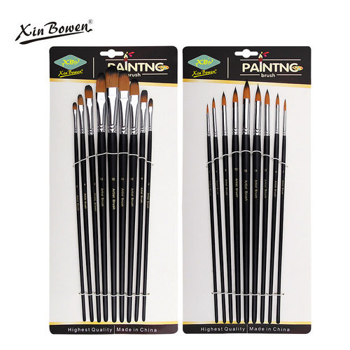 Amazon oil paint brush black long pole nylon hair brush set student art painting materials watercolor brush acrylic pen