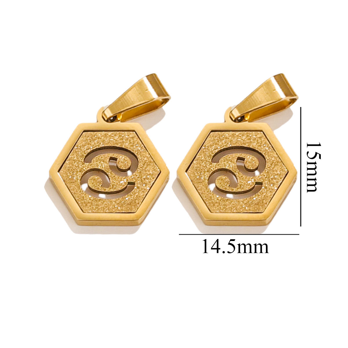Hexagonal cuadrado europeo y americano arena de prensado de acero inoxidable 18K 12 colgante de constelación diseño de personalidad joyería DIY popular
