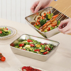 201 stainless steel plate rectangular Japanese square plate tray shallow plate flat plate thick steam rice plate oven plate flat plate