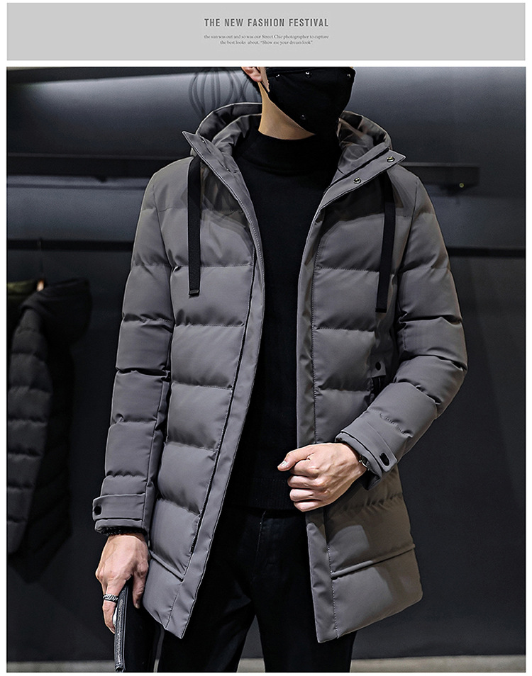 Hooded Thickened Cotton-padded Men's Medium And Long Cotton-padded Jacket Men's Large_viptrois.com