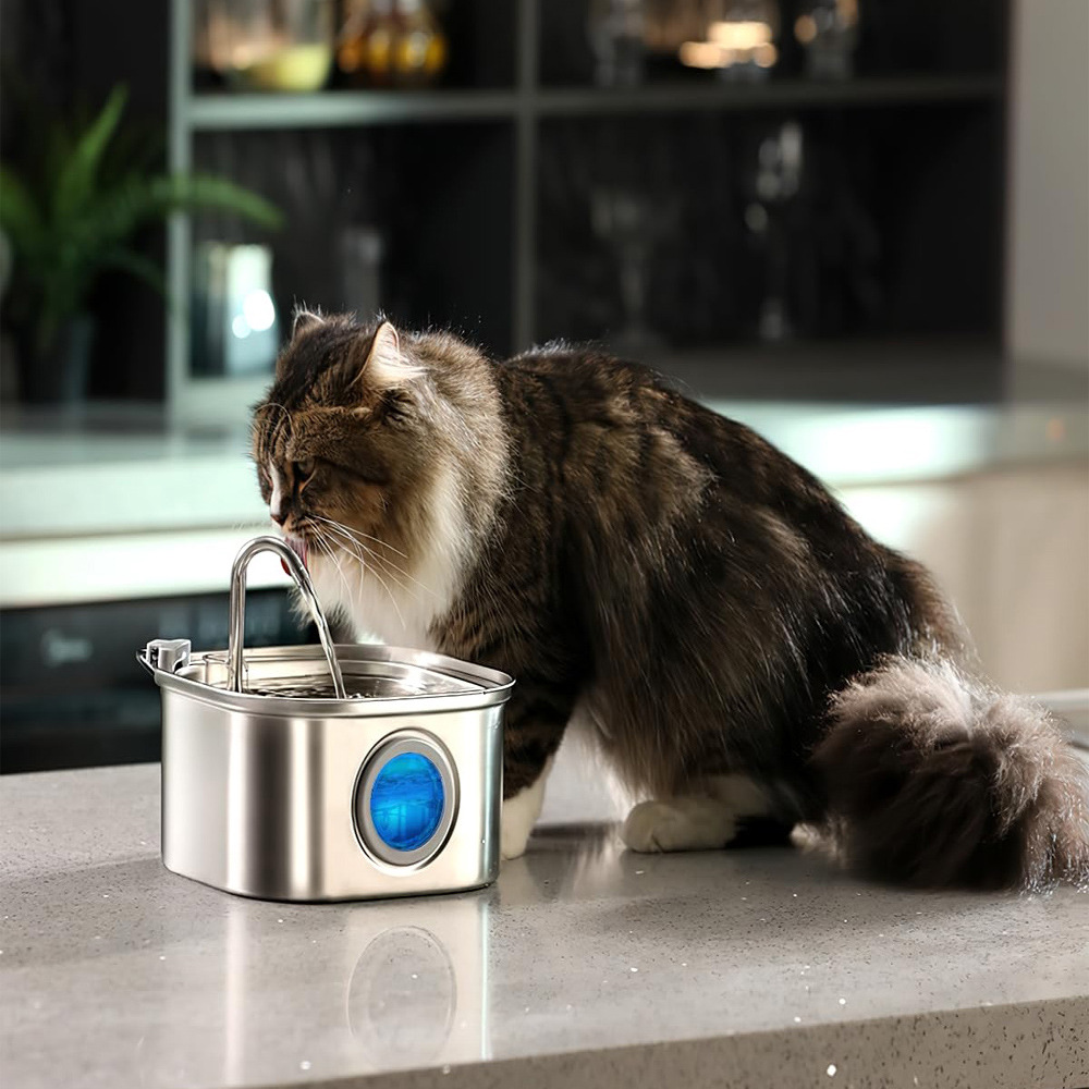 Amazon 3.2L goteo de agua grifo de acero inoxidable para mascotas sprayer automático con ventana visual