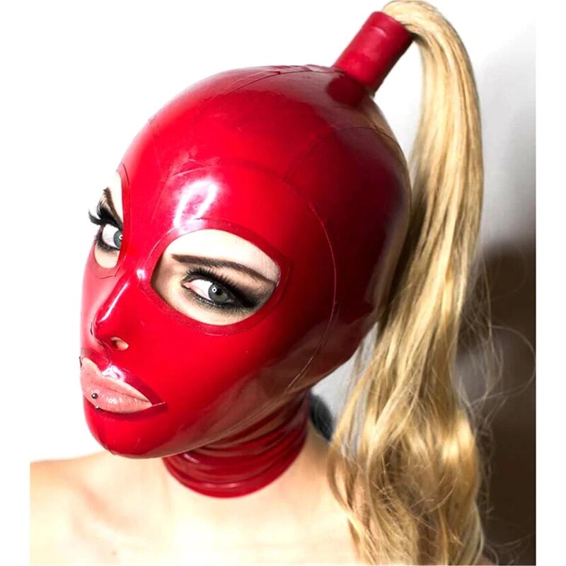 Adult sexy rubber mask latex mask cosplay cosplay blonde wig ponytail club