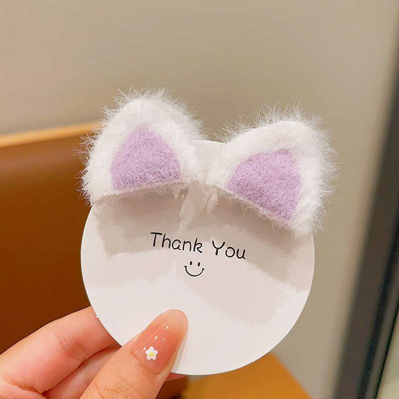 Felpa para niños oreja de gato pequeño clip de rasguño Linda niña frente tridimensional flequillo clip niña clip lateral horquilla accesorios para el cabello