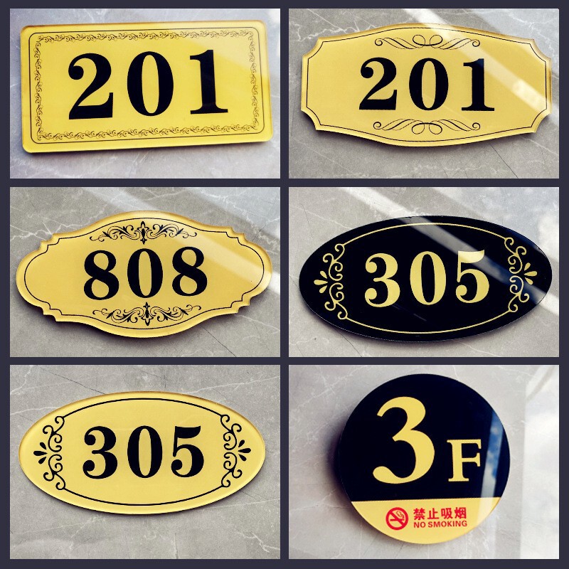 Acrylic Door Number Signs for Residential Areas, Rental Houses, Hotel Rooms, Dormitories, and Customized Room Number Signs