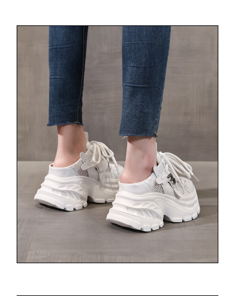 Giày sneaker nữ đế dày tăng chiều cao phong cách Hàn Quốc mùa hè 2026 — màu sắc, màu trắng chi tiết 16