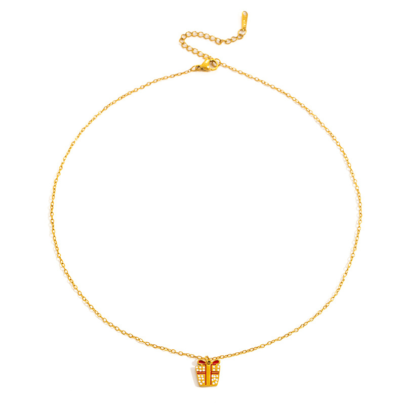 6g Weight 0.03µm Gold Plating Thickness Electroplated Gold Plating Process Golden Plated Plating Material 201 Stainless Steel Pendant Material Pendant Necklace Classification 201 Stainless Steel Chain Material cable chain Chain Type 1 Piece Quantity Holiday, Daily Occasion 201 Stainless Steel Material Santa Claus, Christmas Socks Pattern Women's Gender Cute Style Plating Craft Fashionable Stainless Steel Christmas Cartoon Deer Necklace Creative Design Lockbone Chain Luxury Style Titanium Jewelry For Women 9