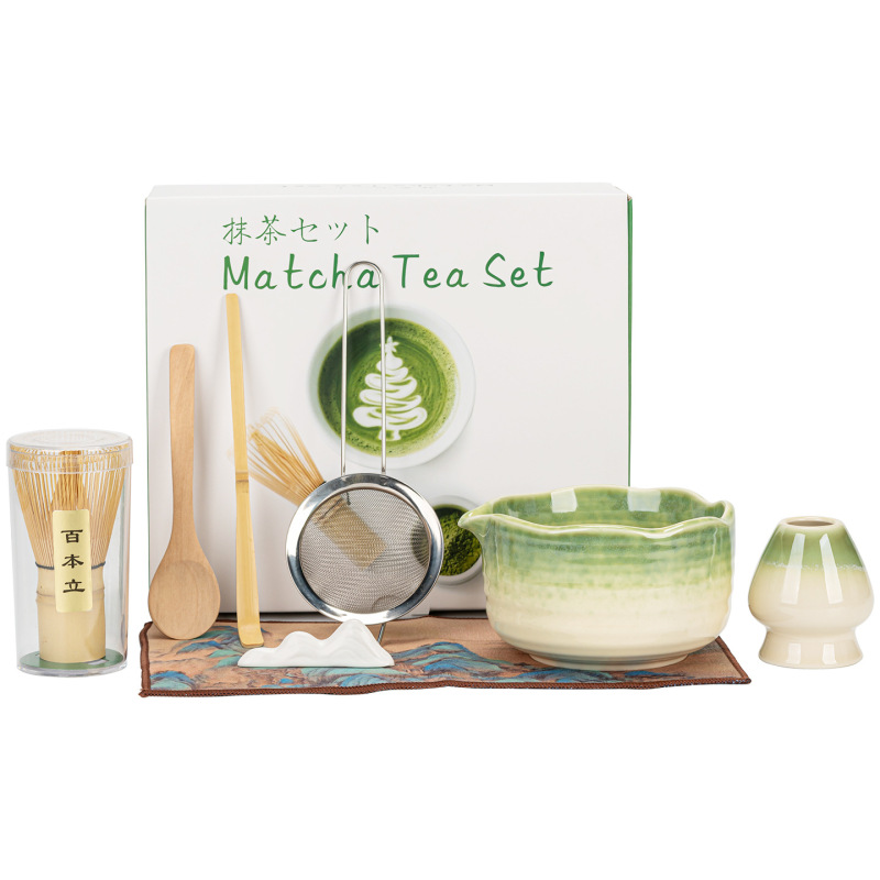跨境专供茶筅抹茶刷百本立茶筅立组合宋代点茶打茶器具工具套装|undefined